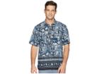 Tommy Bahama Veracruz Border Tiles Islandzone Camp Shirt (cobalt Sea) Men's Clothing