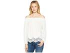 Wrangler Off The Shoulder Top With Scalloped Lace (ivory) Women's Clothing