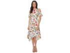 Maggy London Botanical Bloom Cold Shoulder Fit Flare (soft White/multi) Women's Dress
