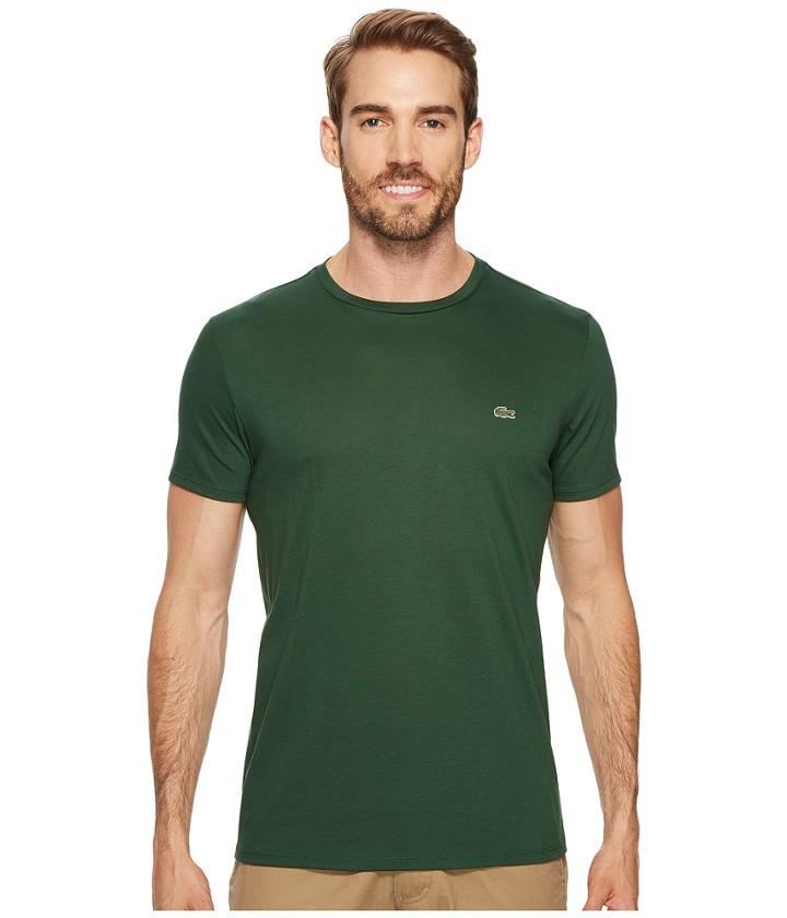 Lacoste Short-sleeve Pima Jersey Crewneck T-shirt (green) Men's T Shirt