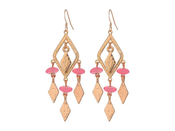 Alex And Ani Spearhead Coral Earrings (shiny Rose) Earring