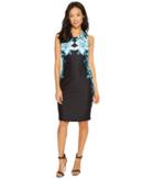 Calvin Klein Printed Sheath Dress (cypress/black) Women's Dress