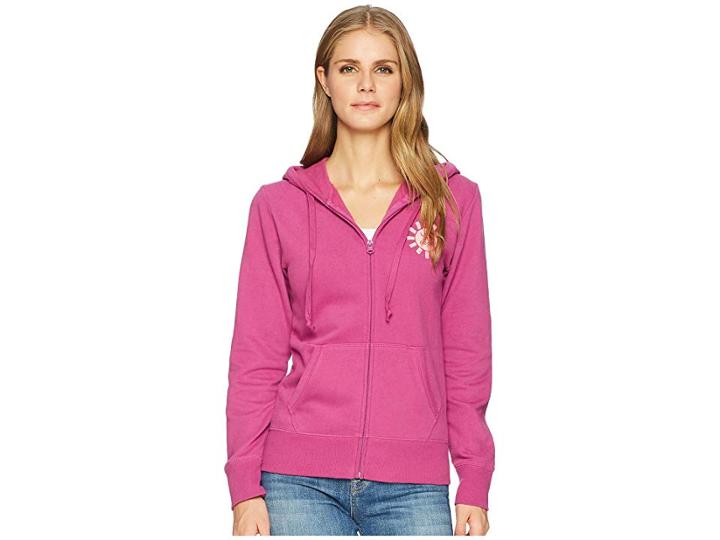 Life Is Good Print Pattern Sun Hooded Sweatshirt (sassy Magenta) Women's Fleece