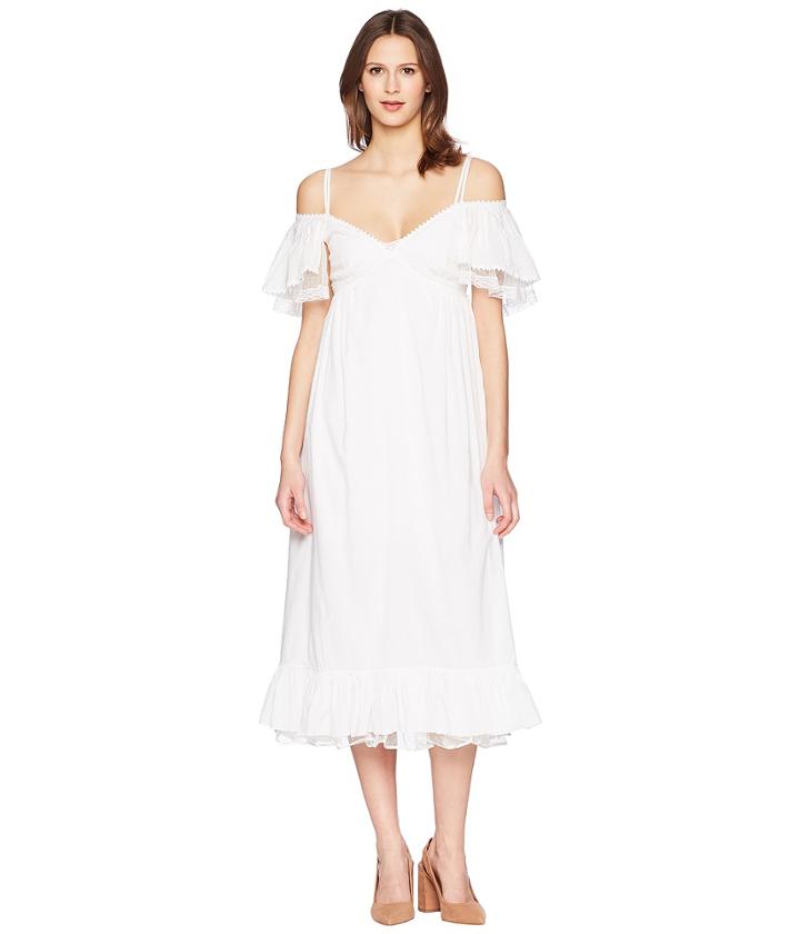 Mcq Pleat Off Shoulder Dress (off-white) Women's Dress