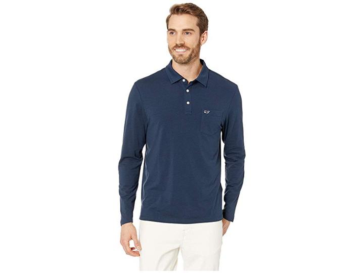 Vineyard Vines Long Sleeve Edgartown Polo (vineyard Navy) Men's Clothing