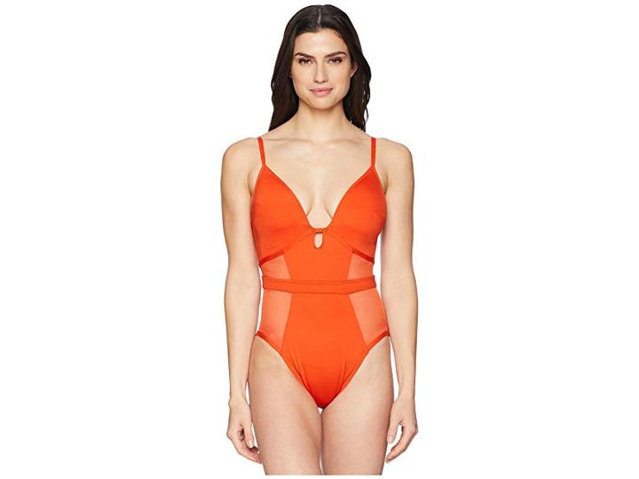 Kenneth Cole Sexy Solids Push-up Mio One-piece (sienna) Women's Swimsuits One Piece