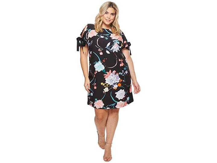 Adrianna Papell Plus Size Zen Blossom Shift Dress (black Multi) Women's Dress