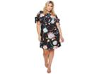 Adrianna Papell Plus Size Zen Blossom Shift Dress (black Multi) Women's Dress