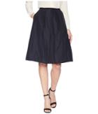 Jil Sander Navy A-line Faille Skirt With Front Pleat (dark Blue) Women's Skirt