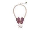 Betsey Johnson Pink Glitter Butterfly Pendant Necklace (pink) Necklace