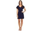 Jessica Simpson V-neck Flutter Sleeved Dress (navy) Women's Dress