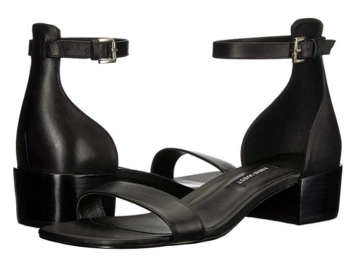 Nine West Xuxa Block Heel Sandal (black Leather) Women's Shoes