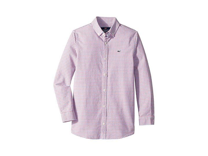 Vineyard Vines Kids Bell Haven Plaid Oxford Shirt (toddler/little Kids/big Kids) (sailors Red) Boy's Clothing