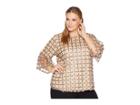Calvin Klein Plus Plus Size Embroidered Net Bell Sleeve Blouse (aubergine/shine Light Gold) Women's Blouse