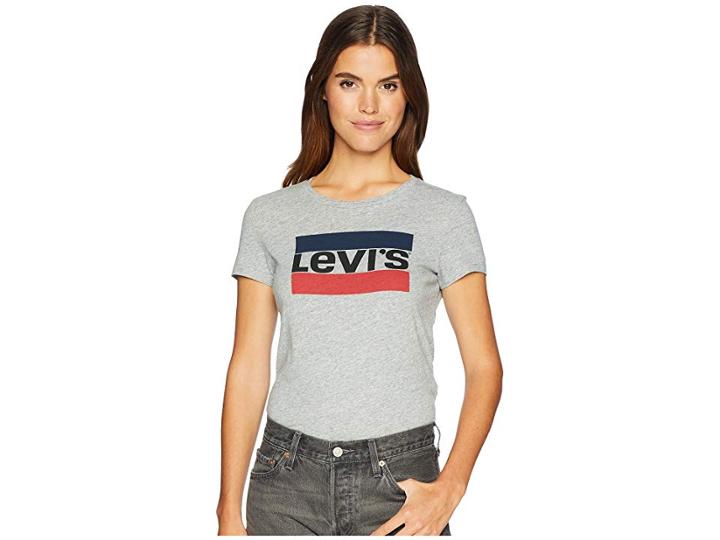 Levi's(r) Womens Slim Crew Neck Tee (sportswear Logo Smokestack Heather) Women's T Shirt