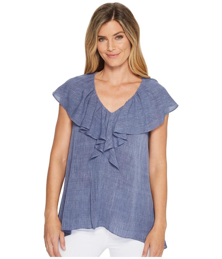 Karen Kane Ruffle Swing Top (navy) Women's Clothing