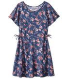 Splendid Littles Floral Print Ruffle Dress (big Kids) (indigo Fade) Girl's Dress