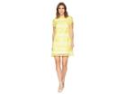 Tahari By Asl Short Sleeve Chemical Lace Sheath Dress (maize/white) Women's Dress