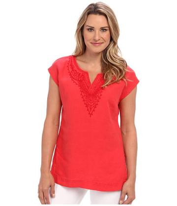 Tommy Bahama Two Palms Embellished Cap-sleeve Tunic (windflower) Women's Short Sleeve Pullover