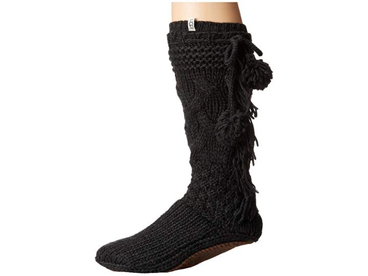 Ugg Cozy Slipper Socks (charcoal Heather) Women's Crew Cut Socks Shoes