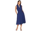 Anne Klein Solid Cdc Split-neck Drawstring Dress (marine Blue) Women's Dress