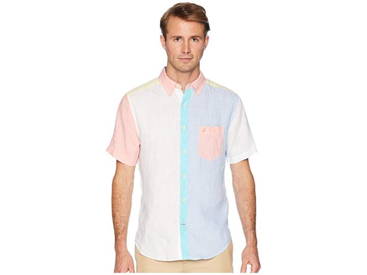 Nautica Short Sleeve Linen Pieced Fashion (bright White) Men's Clothing