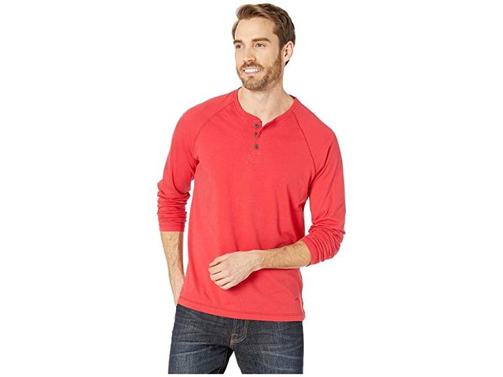 Tommy Bahama Long Sleeve Henley Lounge Tee (holiday Red) Men's T Shirt