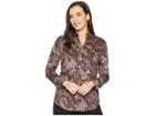 Chaps Non Iron Cotton Sateen Long Sleeve Shirt (polo Black Multi) Women's Clothing