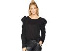 Three Dots All Weather Twill Long Sleeve Top (black) Women's Long Sleeve Pullover