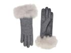 Ugg Italian Wool Blend Tech Gloves With Long Pile Sheepskin Trim (light Grey) Extreme Cold Weather Gloves