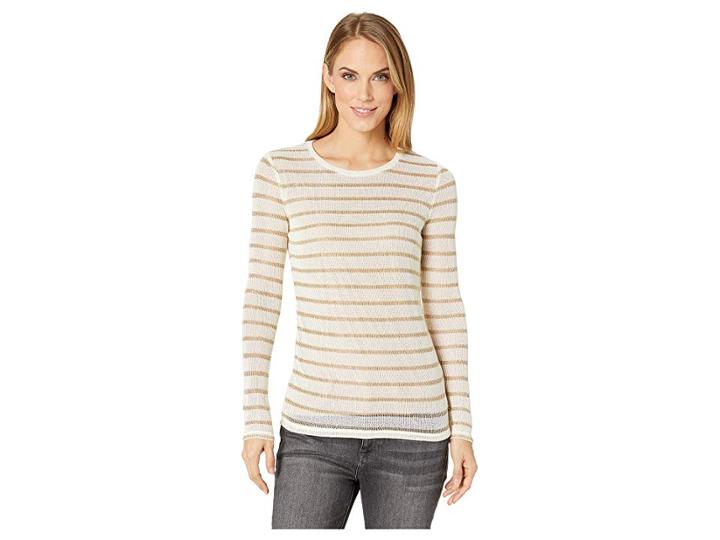 Michael Michael Kors Long Sleeve Striped Top (bone) Women's Clothing