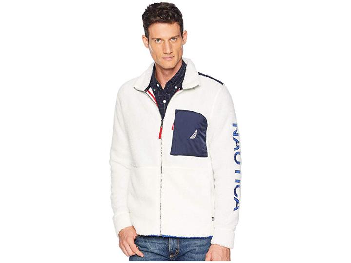 Nautica Sherpa Full Zip Knit Active (marshmallow) Men's Clothing