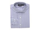 Lauren Ralph Lauren Slim Fit No-iron Striped Cotton Dress Shirt (imperial Blue/white) Men's Long Sleeve Button Up