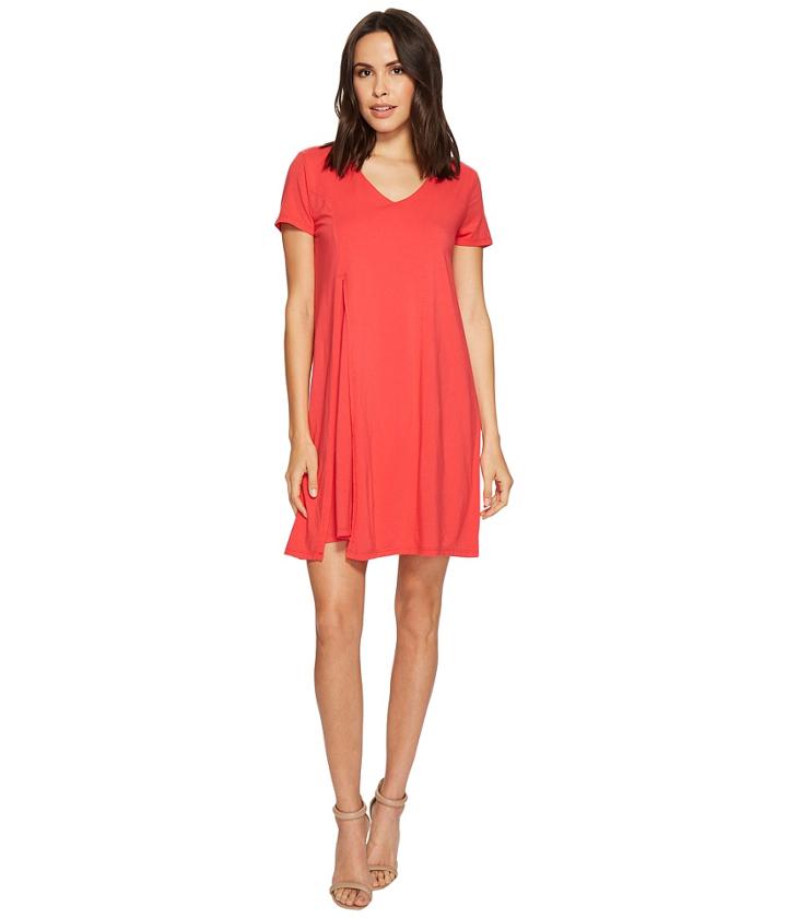 Mod-o-doc Cotton Modal Spandex Jersey Slit Front T-shirt Dress (rose Red) Women's Dress