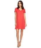 Mod-o-doc Cotton Modal Spandex Jersey Slit Front T-shirt Dress (rose Red) Women's Dress