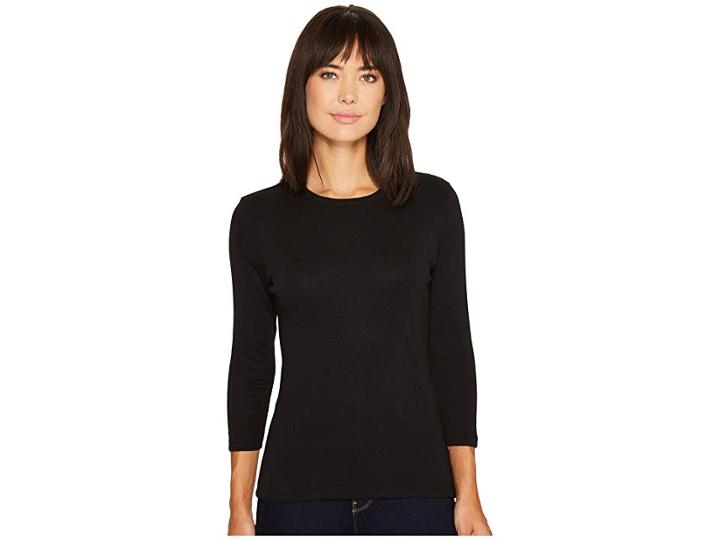 Lilla P 3/4 Sleeve Crew Neck (black) Women's Clothing