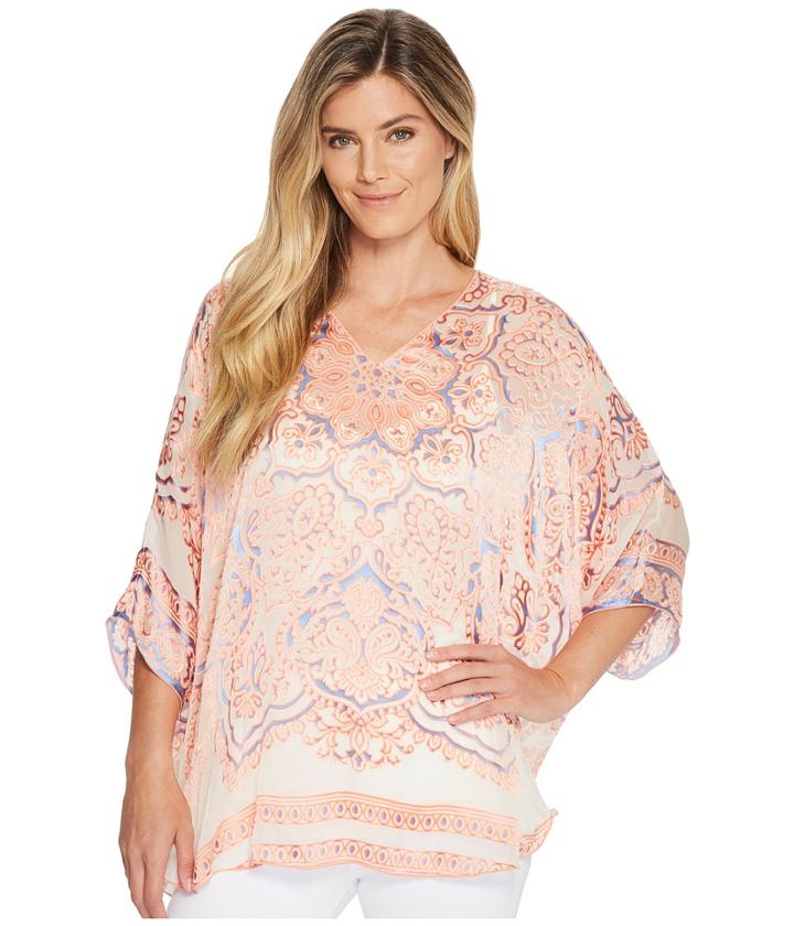Hale Bob Fair Play Silk Satin Top (coral) Women's Clothing