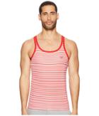 Emporio Armani Sailor Stripe Microfiber Tank Top (white/red) Men's Sleeveless