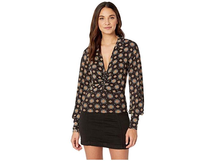 Free People Sydney's Printed Top (black) Women's Clothing