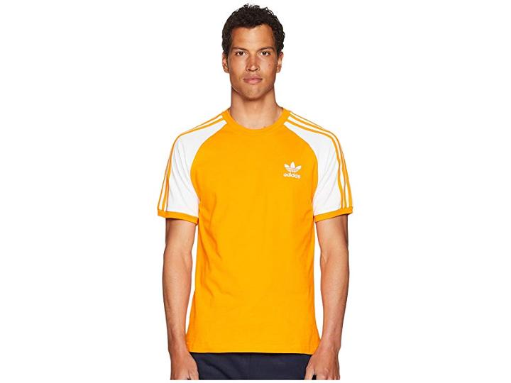 Adidas Originals 3-stripes Tee (bright Orange) Men's T Shirt