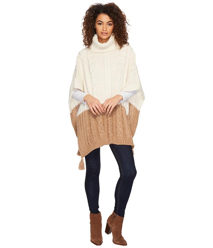 Bcbgeneration Cable Knit Poncho (stone) Women's Clothing