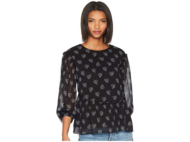 Kensie Whispering Shadows Blouse Ks0k4770 (black Combo) Women's Blouse