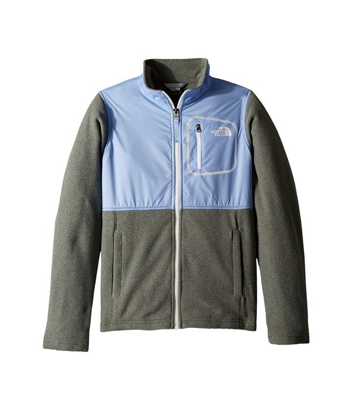 The North Face Kids Glacier Track Jacket (little Kids/big Kids) (tnf Medium Grey Heather/collar Blue/tnf White) Girl's Coat