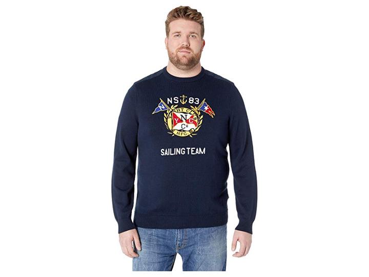 Nautica Big & Tall Big Tall Graphic Crew (navy) Men's Clothing