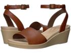Crocs Leigh-ann Ankle Strap Leather (hazelnut) Women's Wedge Shoes