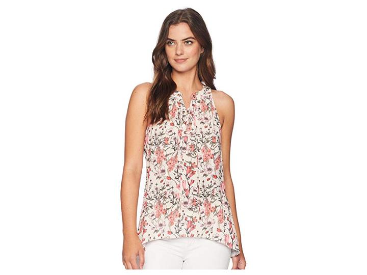 Ivanka Trump Sleeveless Printed Top (blush Multi) Women's Clothing