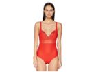 La Perla Ruffled Jade Padded One-piece Swimsuit (poppy Red) Women's Swimsuits One Piece