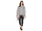 Lauren Ralph Lauren Edge Stripe Poncho (light Grey/ivory/oatmeal) Women's Clothing