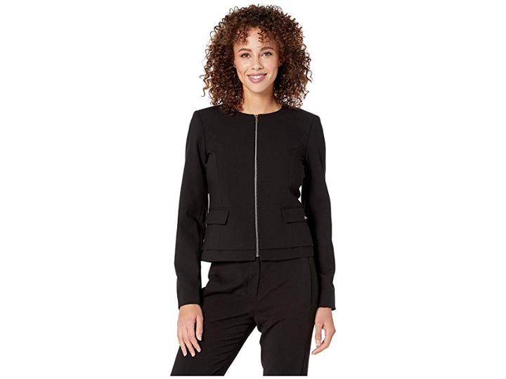 Calvin Klein Lux Zip Front Jacket (black) Women's Clothing