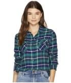 Volcom New Flame Long Sleeve Shirt (midnight Green) Women's Long Sleeve Button Up